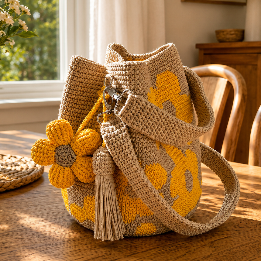 Handmade Crochet Flower Bag