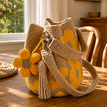 Handmade Crochet Flower Bag