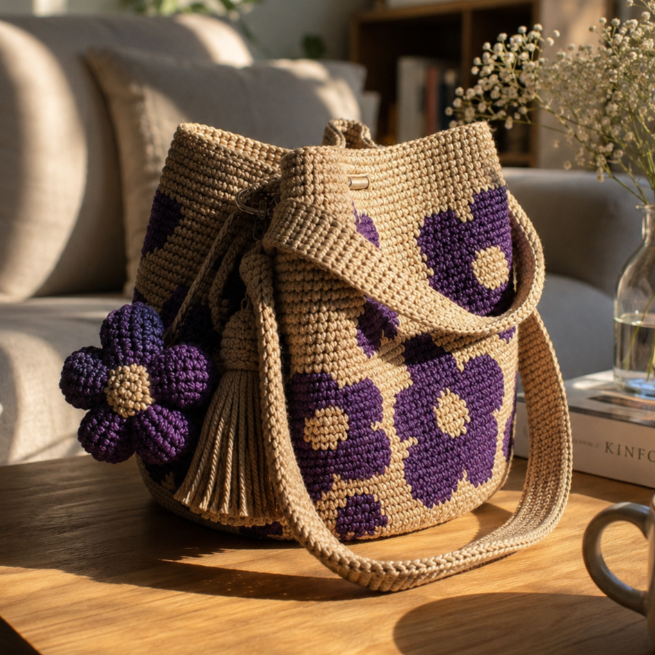 Handmade Crochet Flower Bag